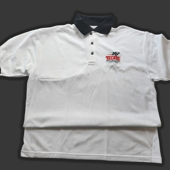 Vintage Tecate Motor Sport Team Cart Series Polo  Shirt Size L Year 2000 - Picture 1 of 5